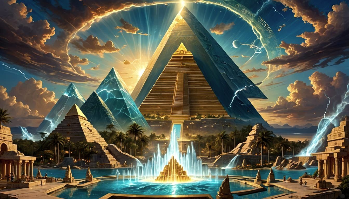 Atlantis Teleportation Device with Emerald Pyramid Temple