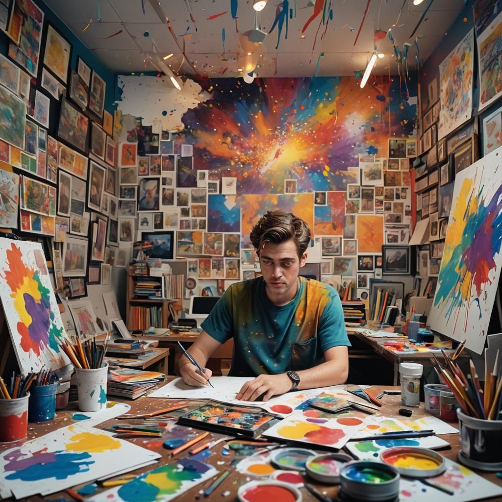 Artist at Work: Digital Matte Painting in Vibrant Colors