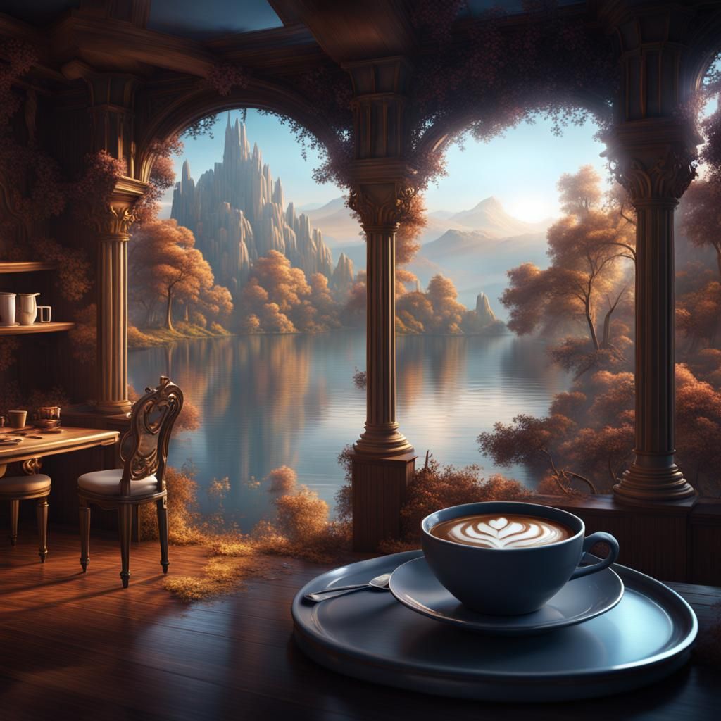 Enchanted Forest Lake: Unicorn Fairy Fantasy Art