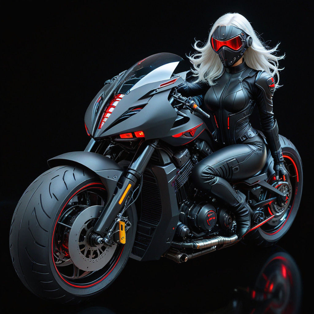 Cyberpunk Motorcycle with Futuristic Rider