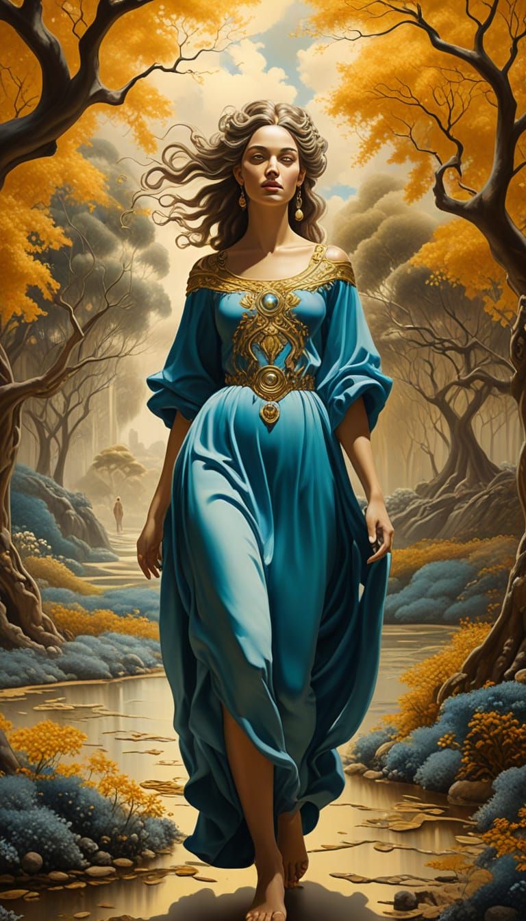 Noble Goddess Geia in Whimsical Garden Surrealism