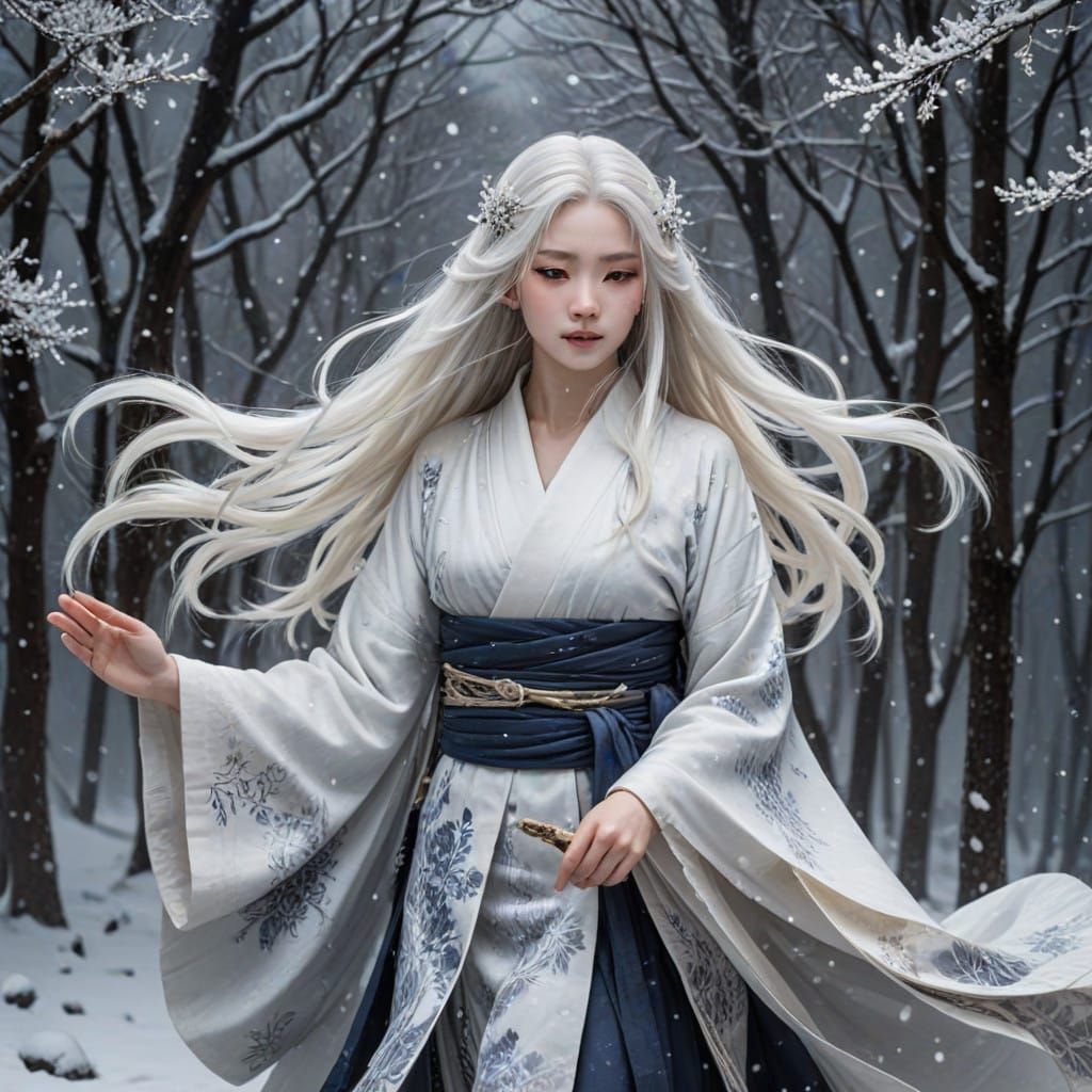 Ethereal Snow Spirit in 19th-Century Romanticism Style