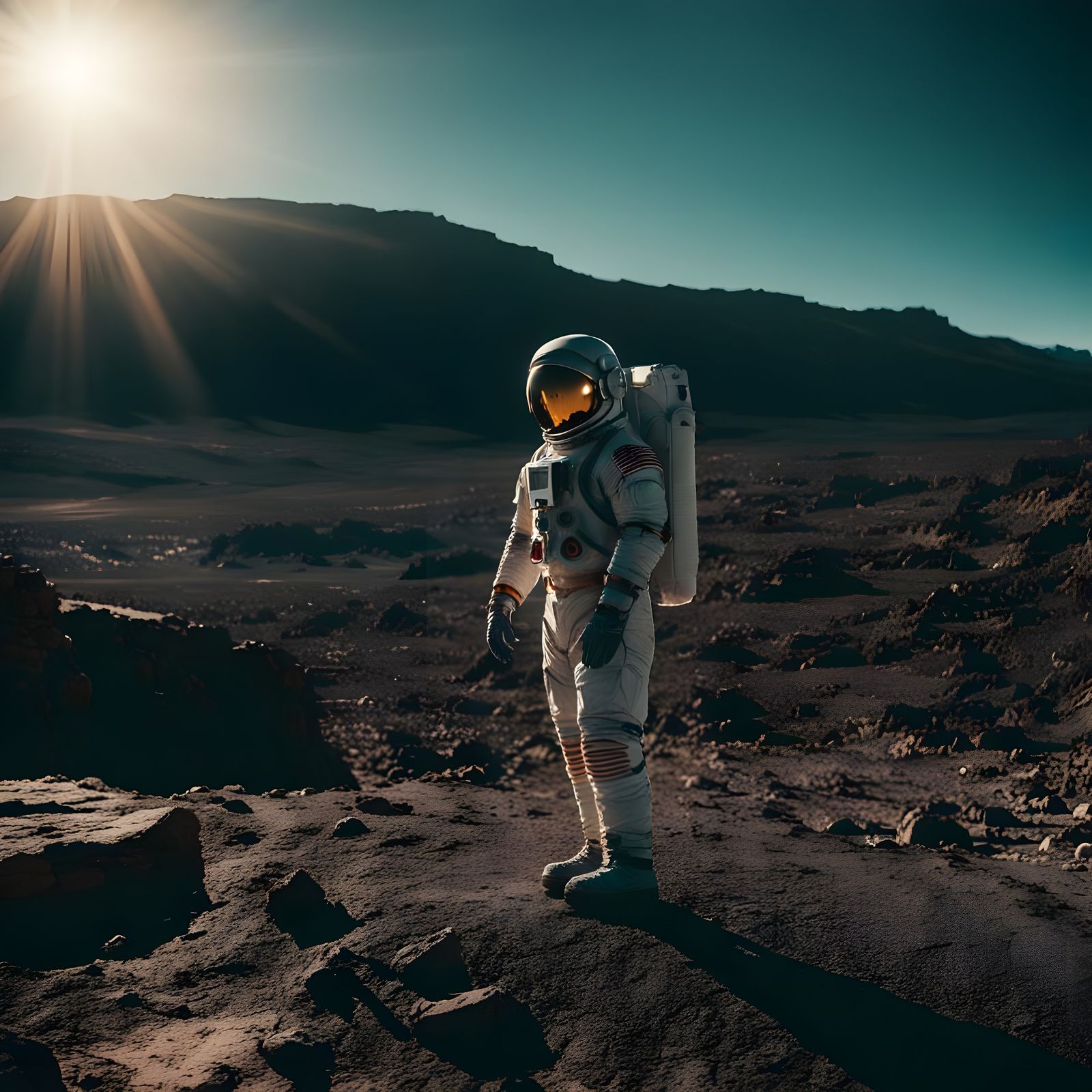 Dramatic Spacesuit in Cinematic Film Still