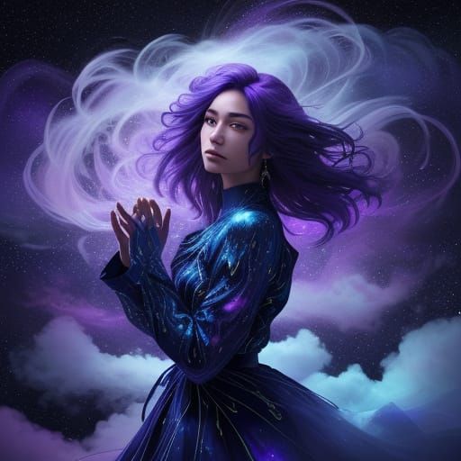 Dreamlike Celestial Figure in Vibrant Digital Art