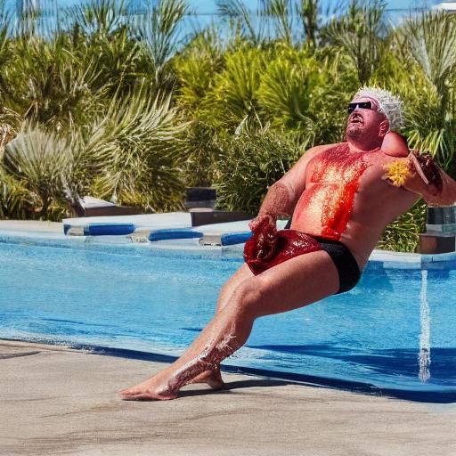Guy Fieri Sunbathing in Barbecue Sauce