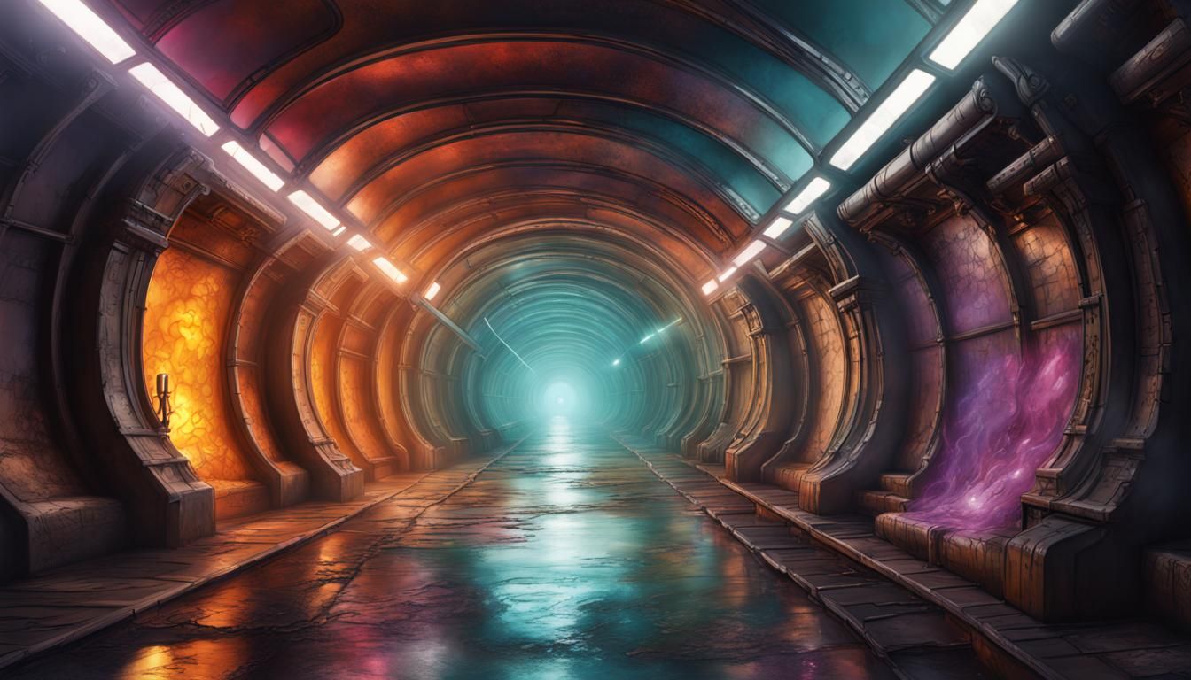 Hyperrealistic Space Fantasy Secret Tunnel