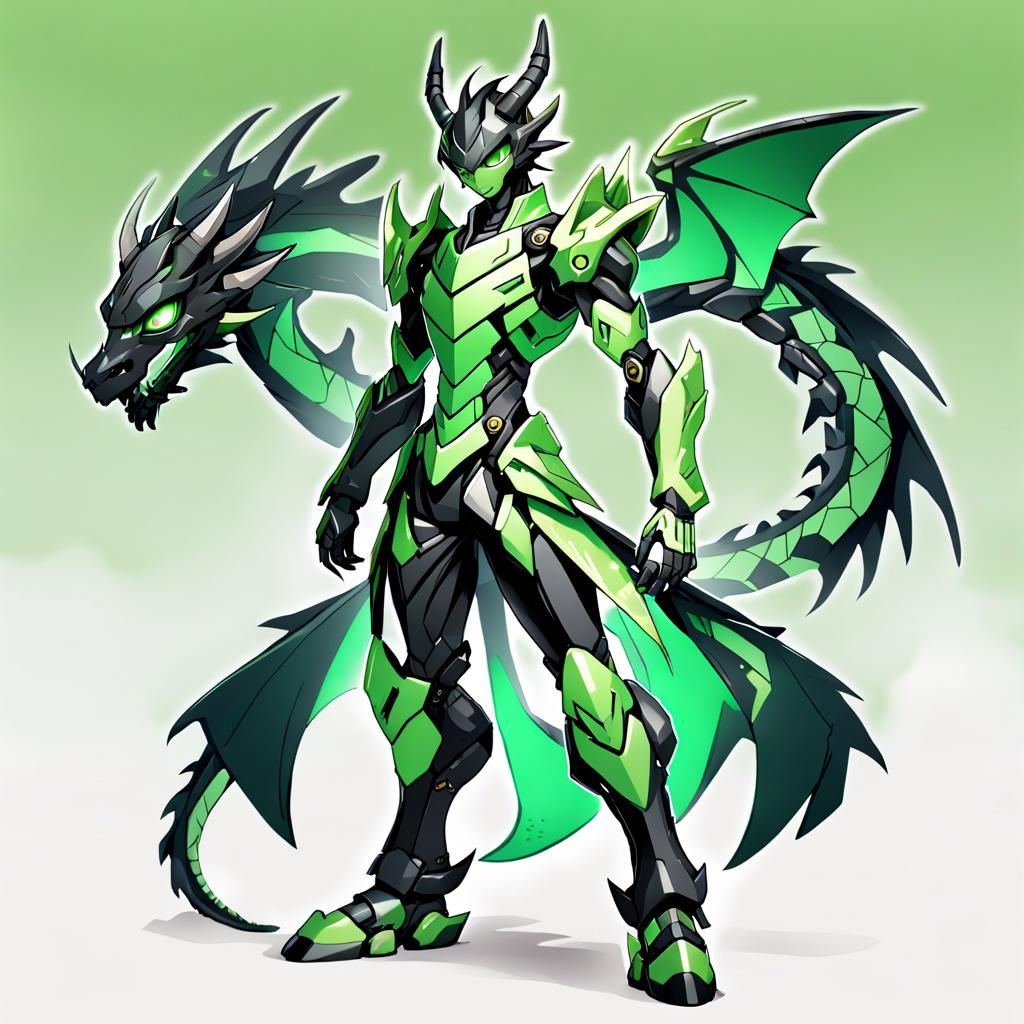 Anime Style Robotic Dragon Character Design