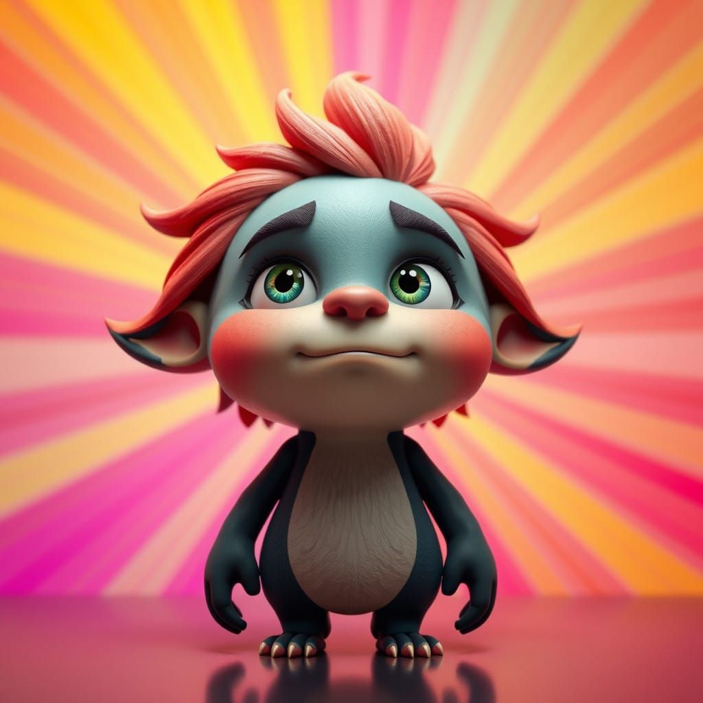 Stylized Pixar-Inspired Character in Vibrant Radial Gradient...