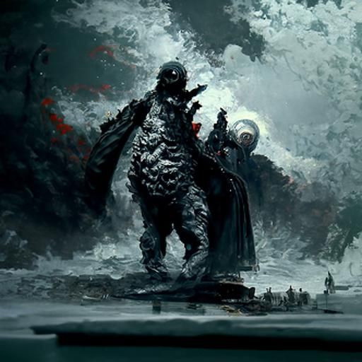 Godzilla in a Gothic Horror Style