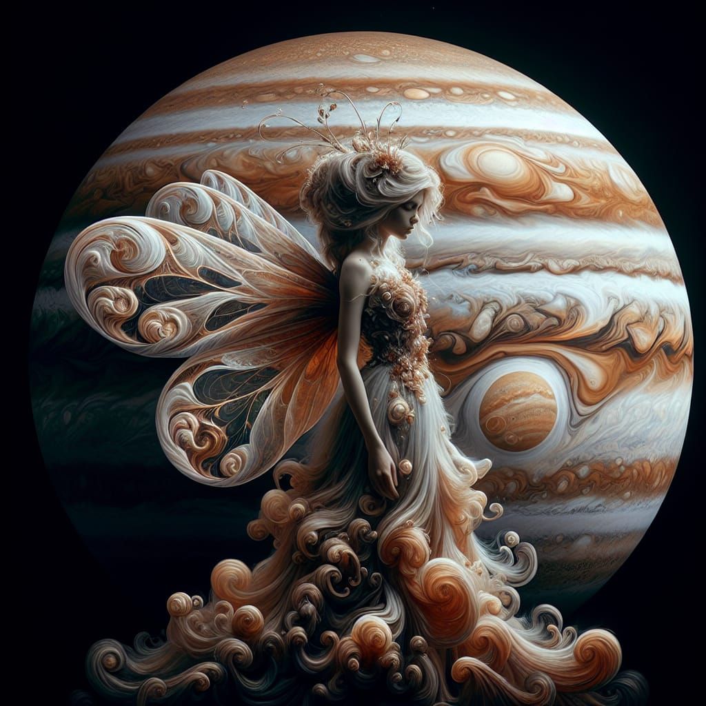 Jupiter as a Fairy in Hyperrealistic Style