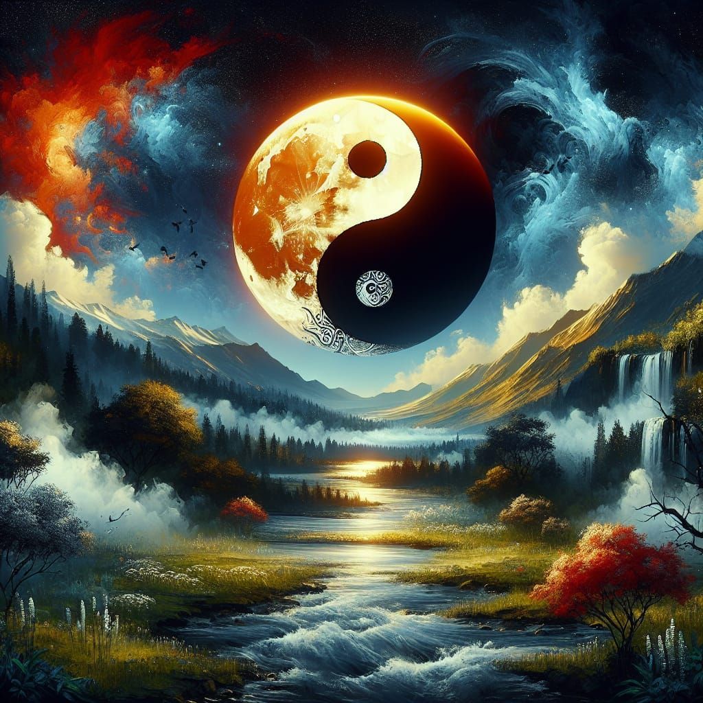 Yin en Yang teken in de maan 1
