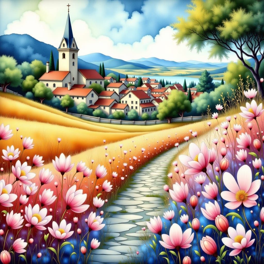 Flowers on the way to the village