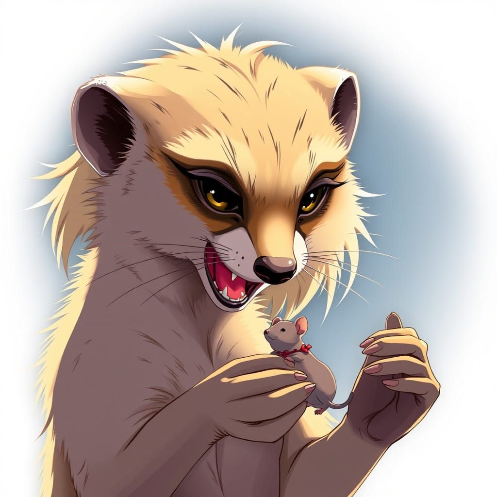 Manga-Inspired Female Meerkat in Anime Style, Ready to Devou...