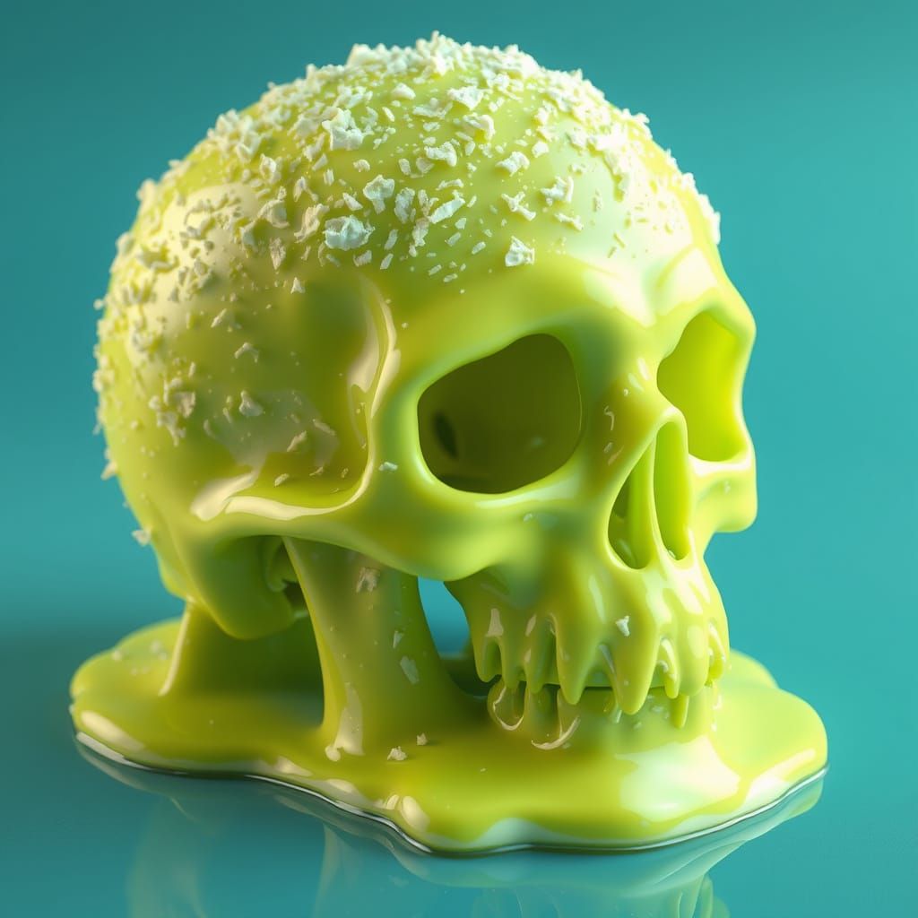 Gooey Lime Skull with Creamy Melted Texture