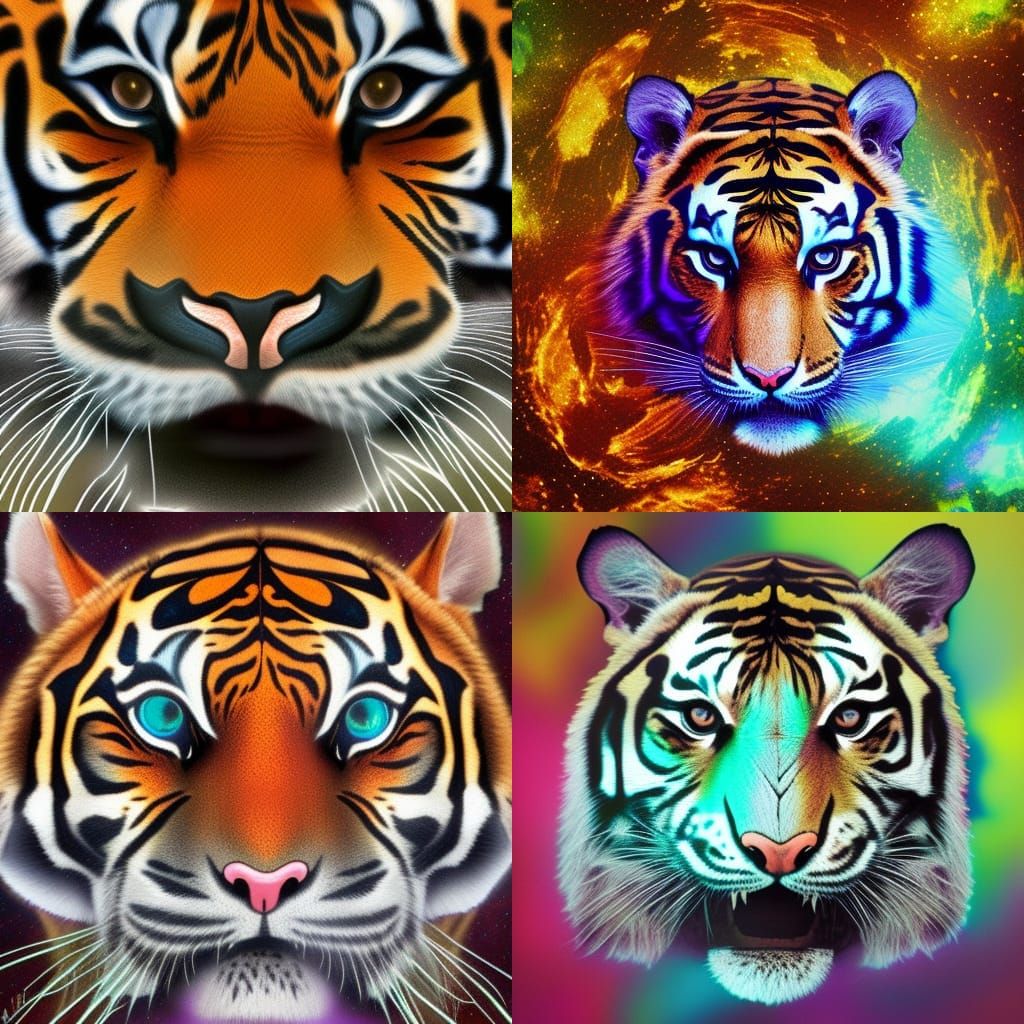 Surreal Tiger Clock in Holographic Astral Style