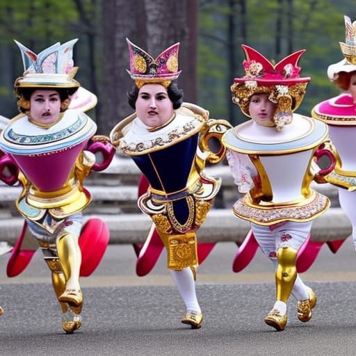 Ornate King of Teacups Runs Marathon