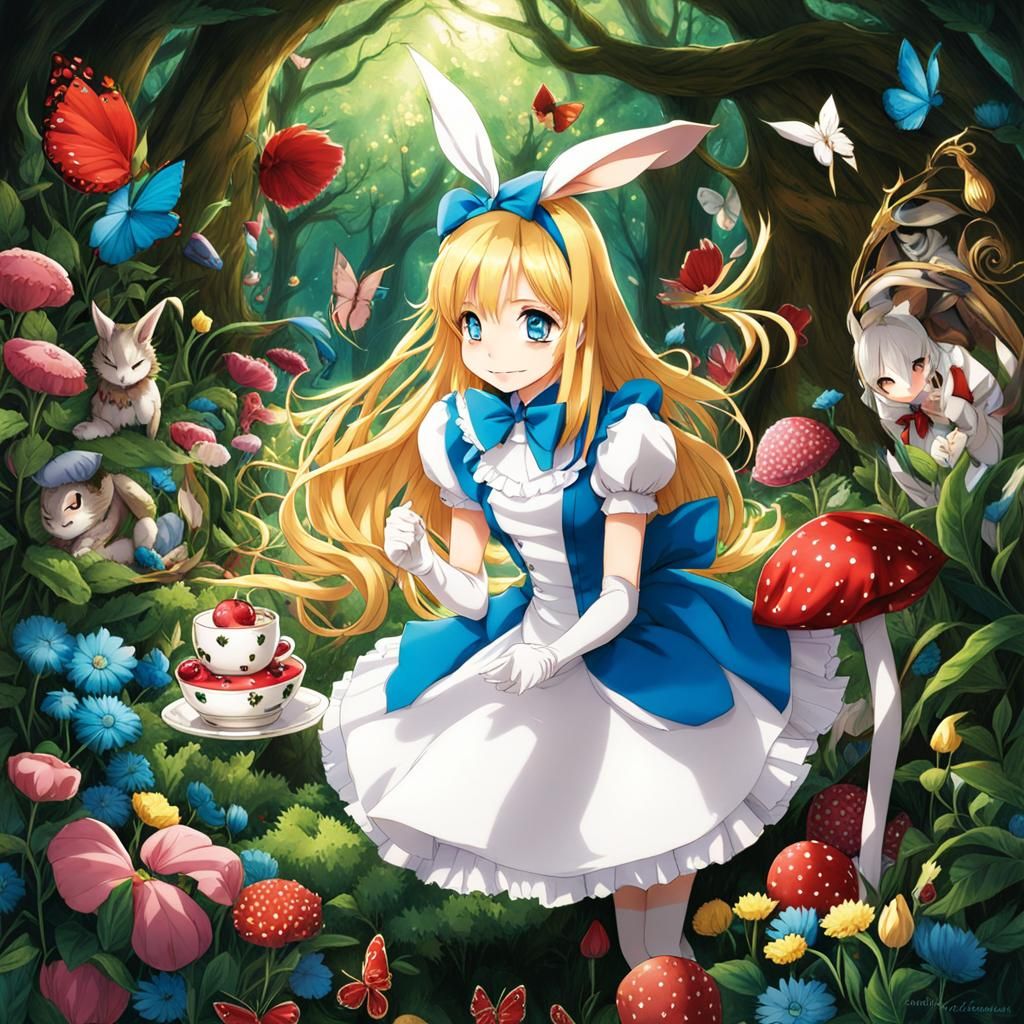 Alice in Wonderland in Anime Style