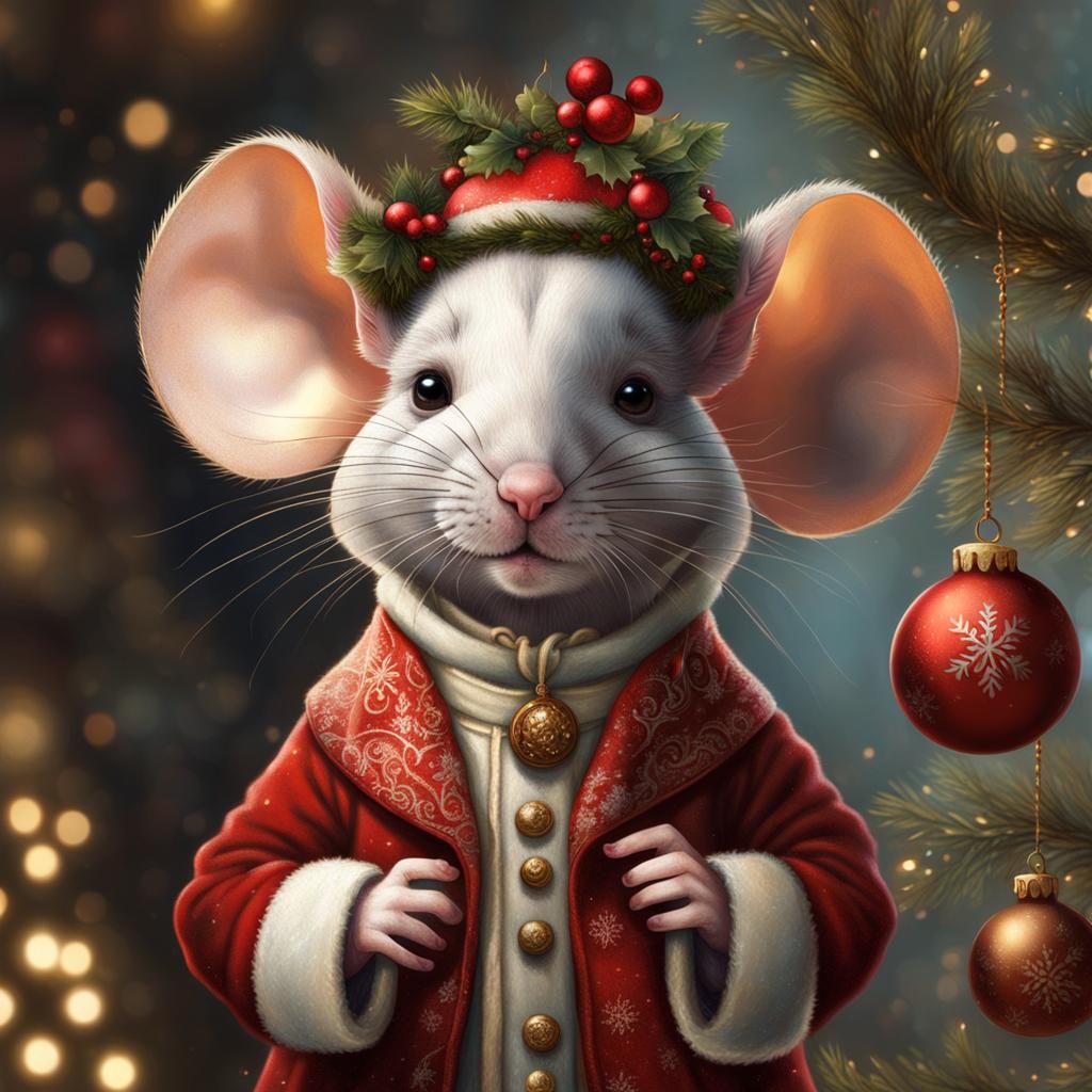 Festive Mouse Portrait in Detailed Fantasy Style