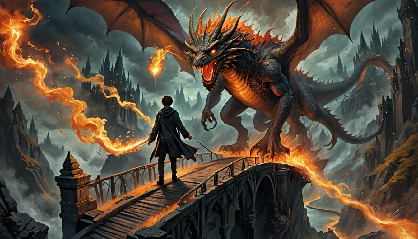 Harry Potter Dragon Unleashed in Fantasy Art
