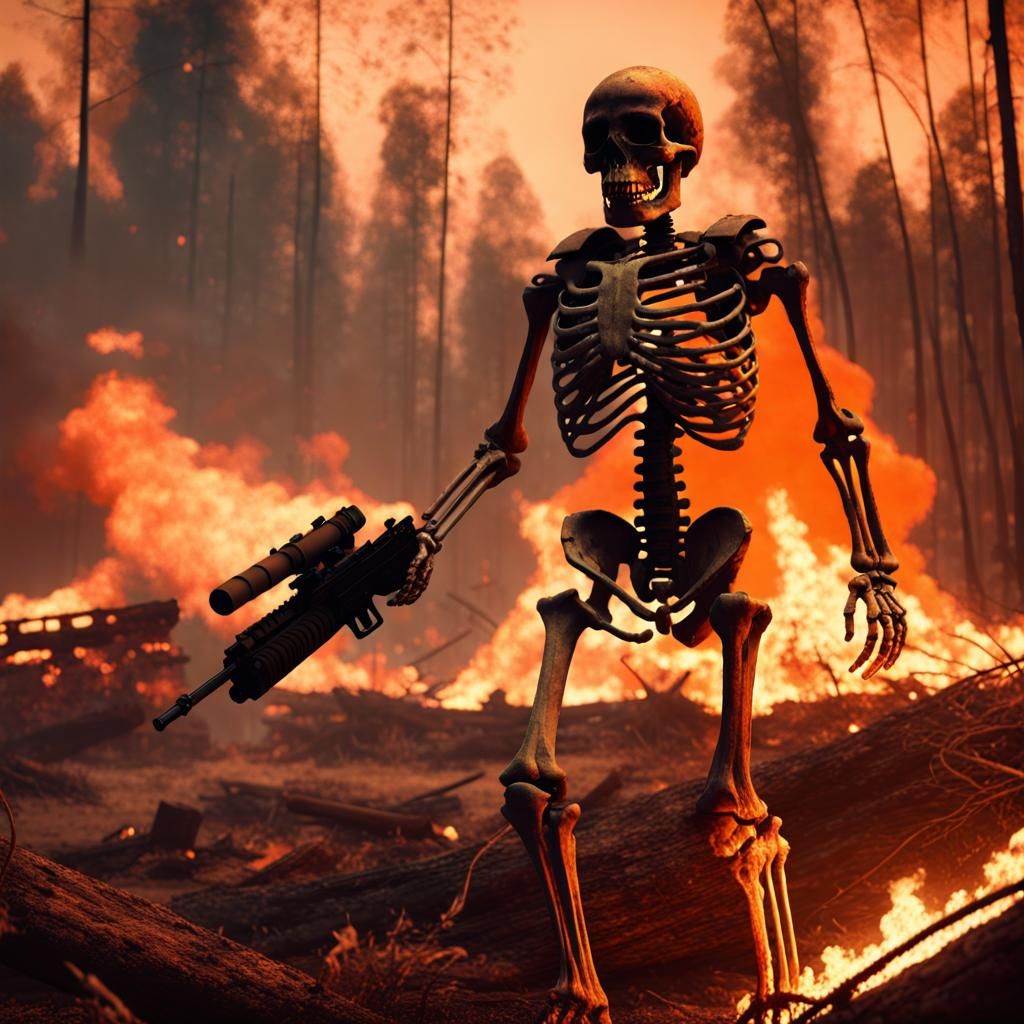Flaming Skeleton Soldier in Fiery Apocalypse