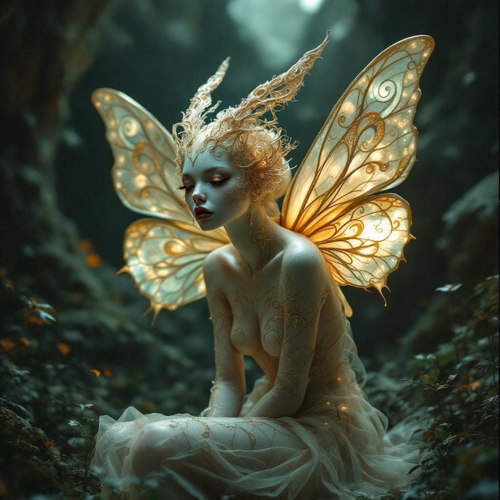 Surreal Butterfly Creature in Dark Fantasy Style