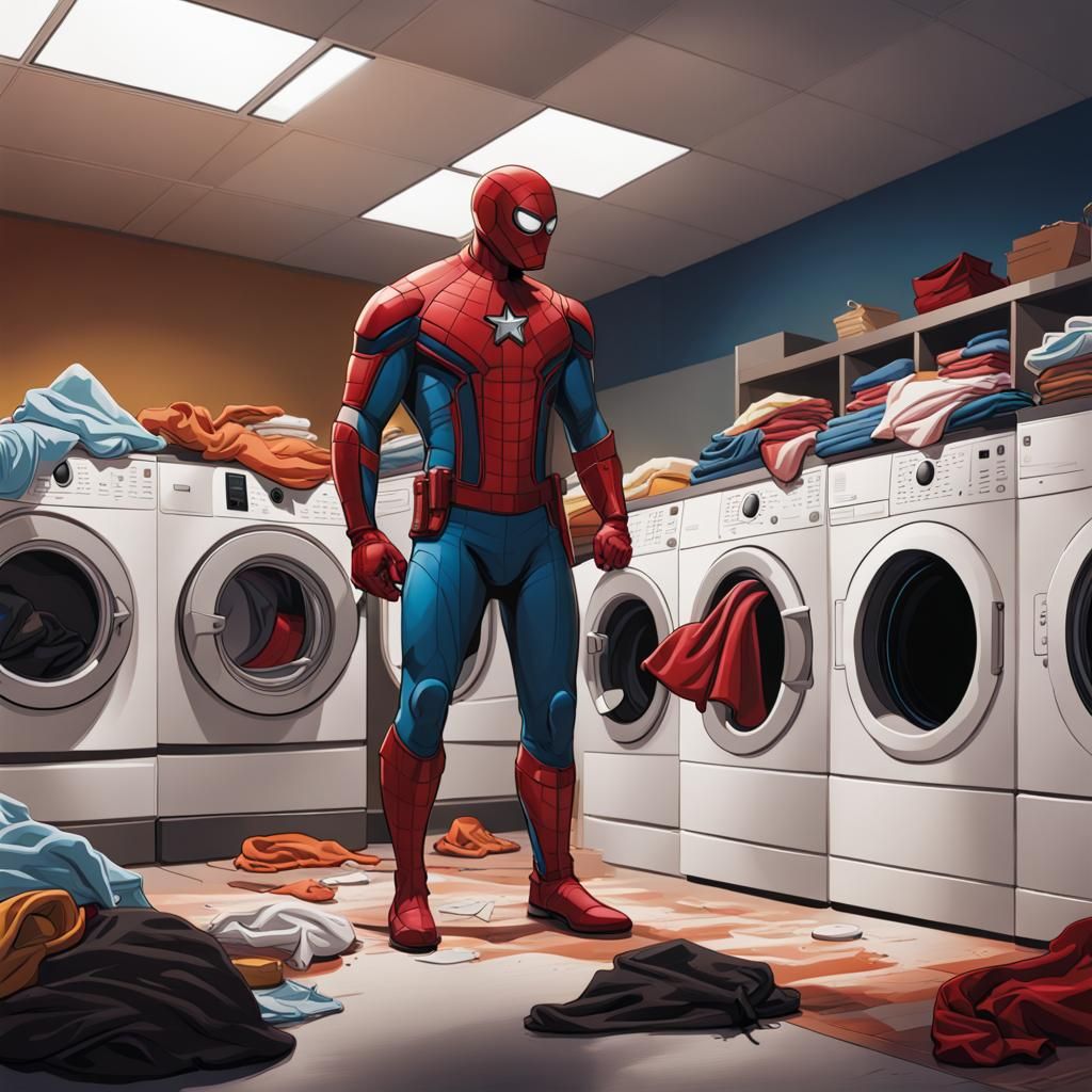 Laundry Day at Marvel Headquarters: Hyperrealistic Splash Ar...
