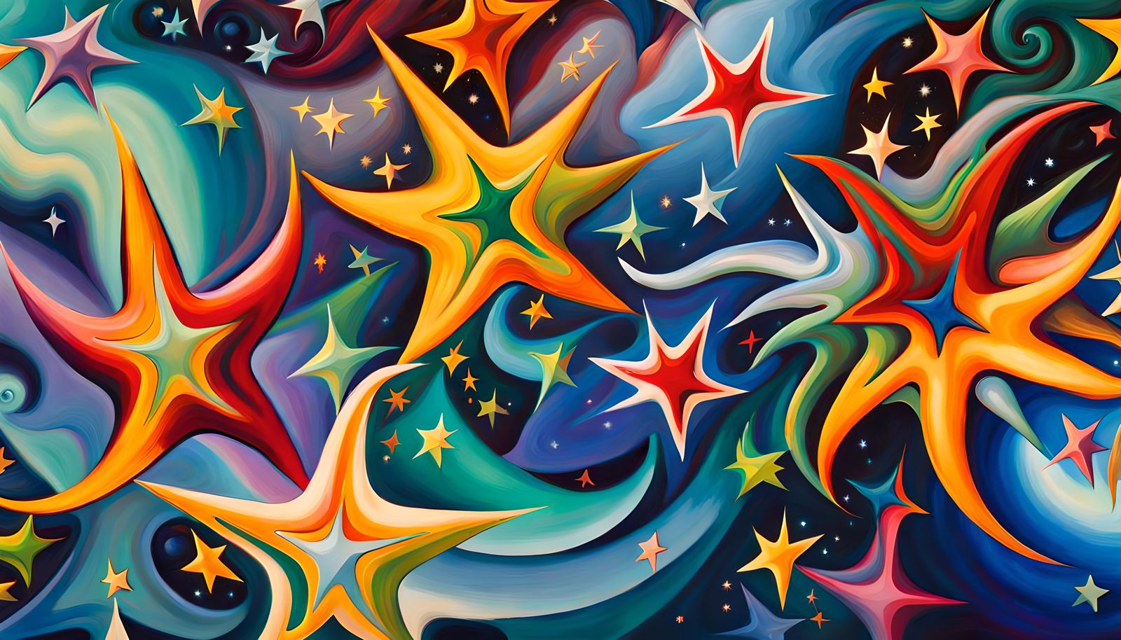 Iridescent Cosmic Star Cluster Formation in Abstract Express...