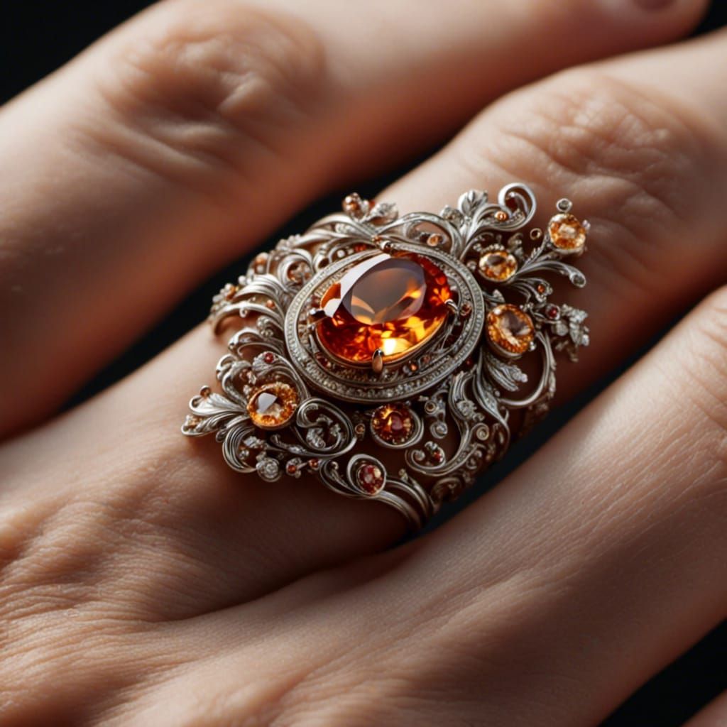 Citrine Gemstone Ring with Diamond Pavé Setting