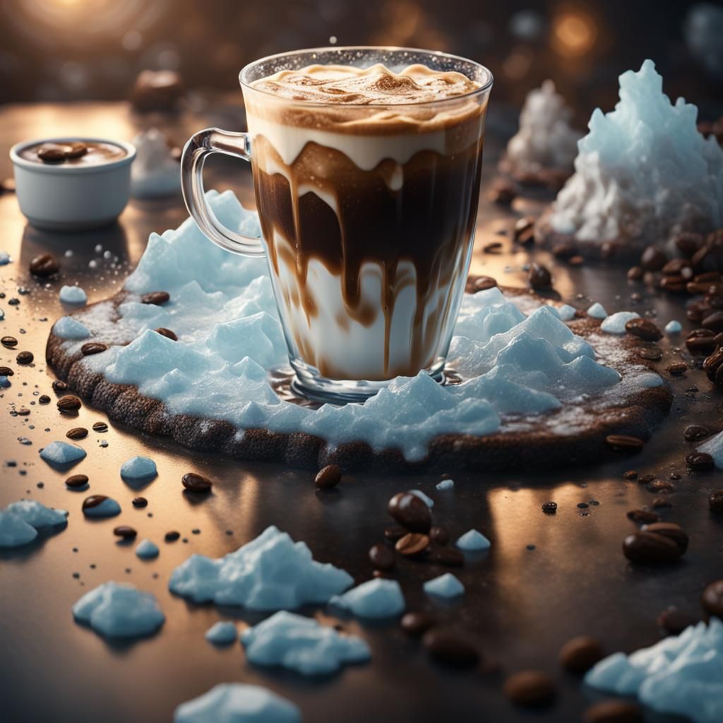 Iced Coffee with Cold Foam: Digital Matte Painting