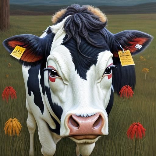 Cow with Vitiligo in Imperfect Art Style