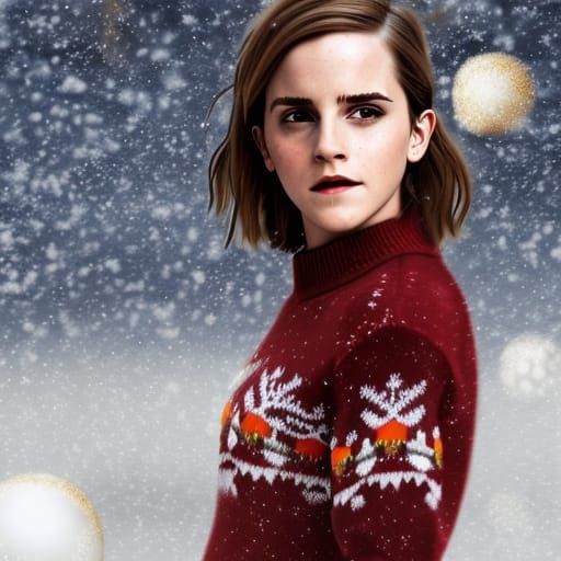 Emma Watson in Christmas Sweater: Digital Art