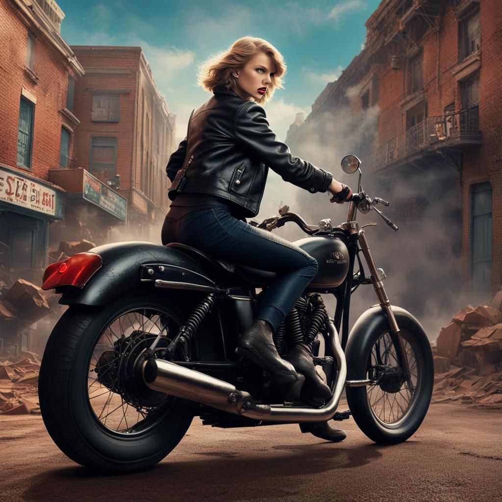 Taylor Swift as Biker in Rebel Style