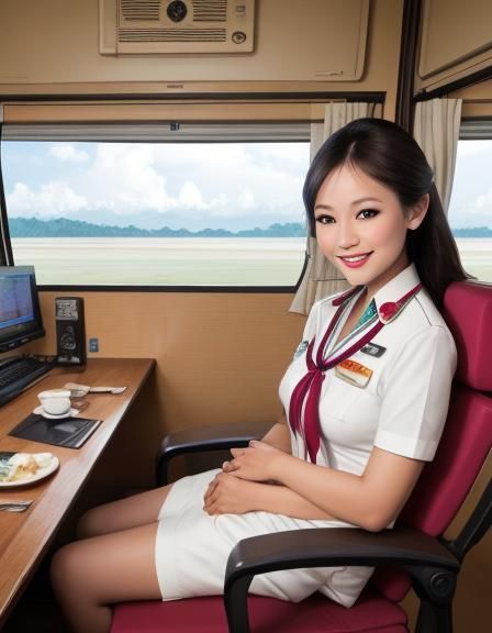 Smiling Thai Cabin Crew Member