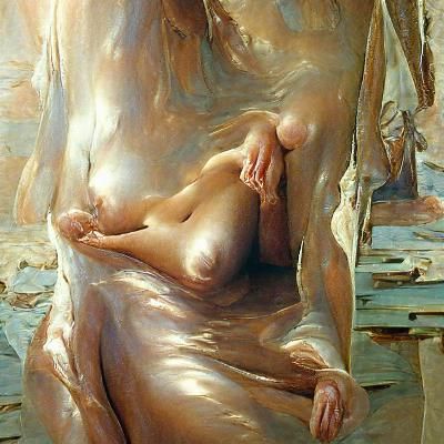 Nude Figure in Oil Painting Style