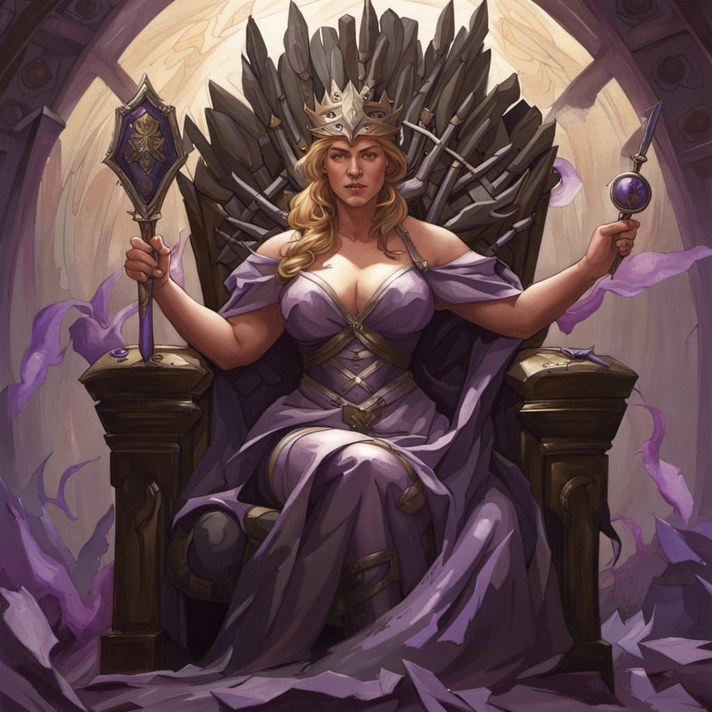Woman on Iron Throne in Artstation Style