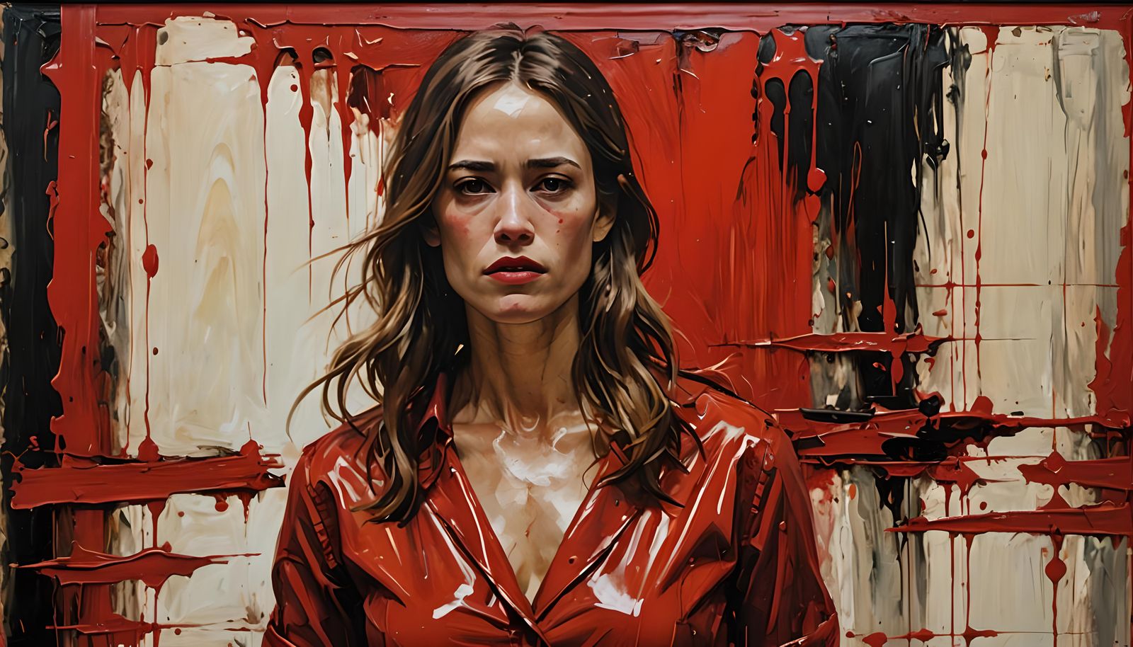 Abstract Female Reflection in Red Oil, Liebermann Style