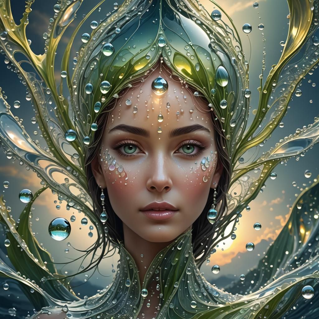 Giant Dewdrop Reflects Sunrise: 3D Fractal Art