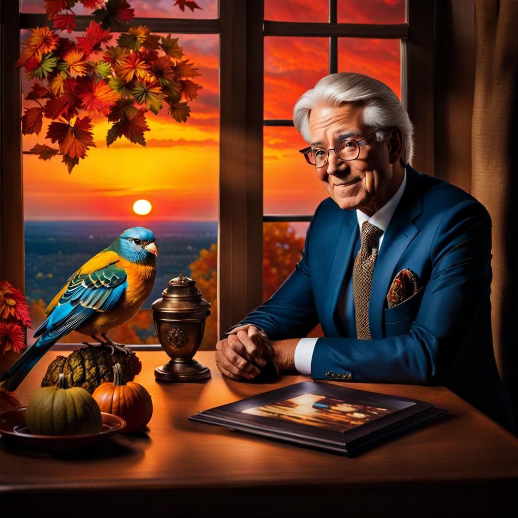 Hyperrealistic Memorial Portrait at Sunset: Graffiti Art Sty...