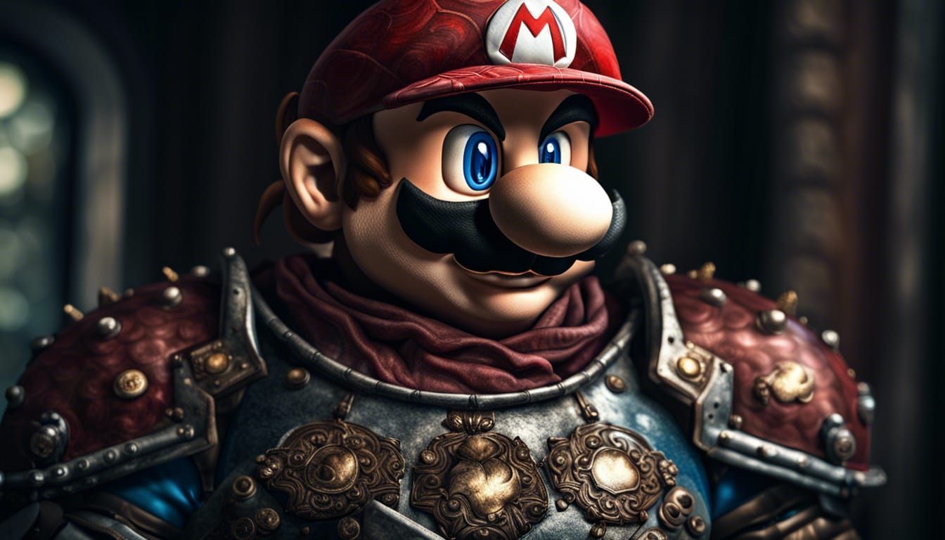 Hyperrealistic Mario in Full Plate Armor