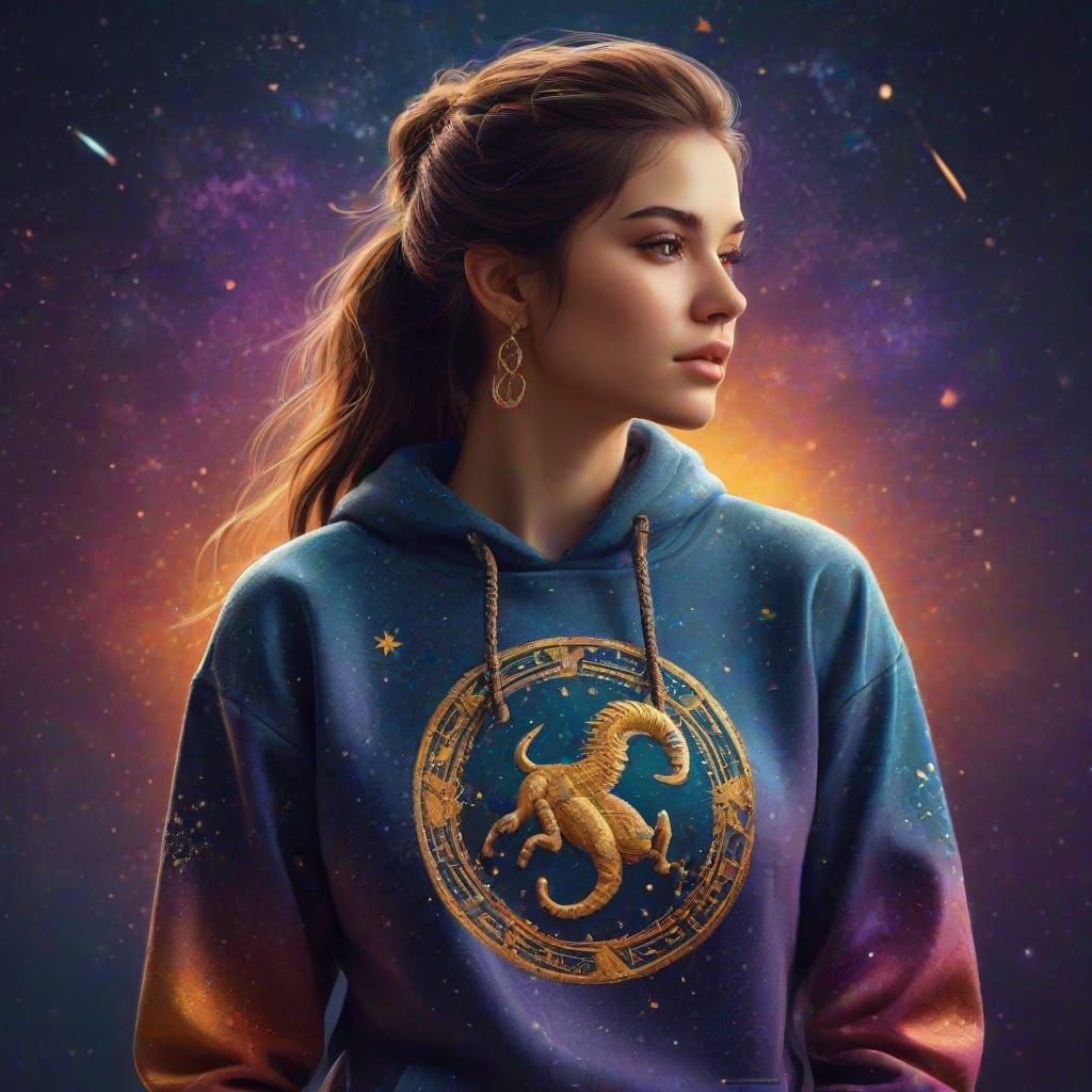 Capricorn Zodiac Art with Constellation in Splash Art Style