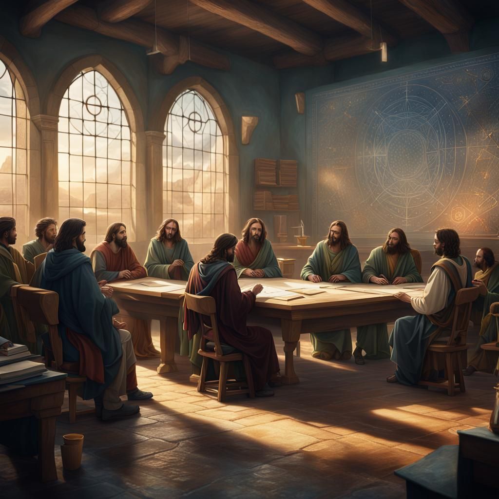 Jesus Christ Teaches Geometry: Detailed Matte Painting