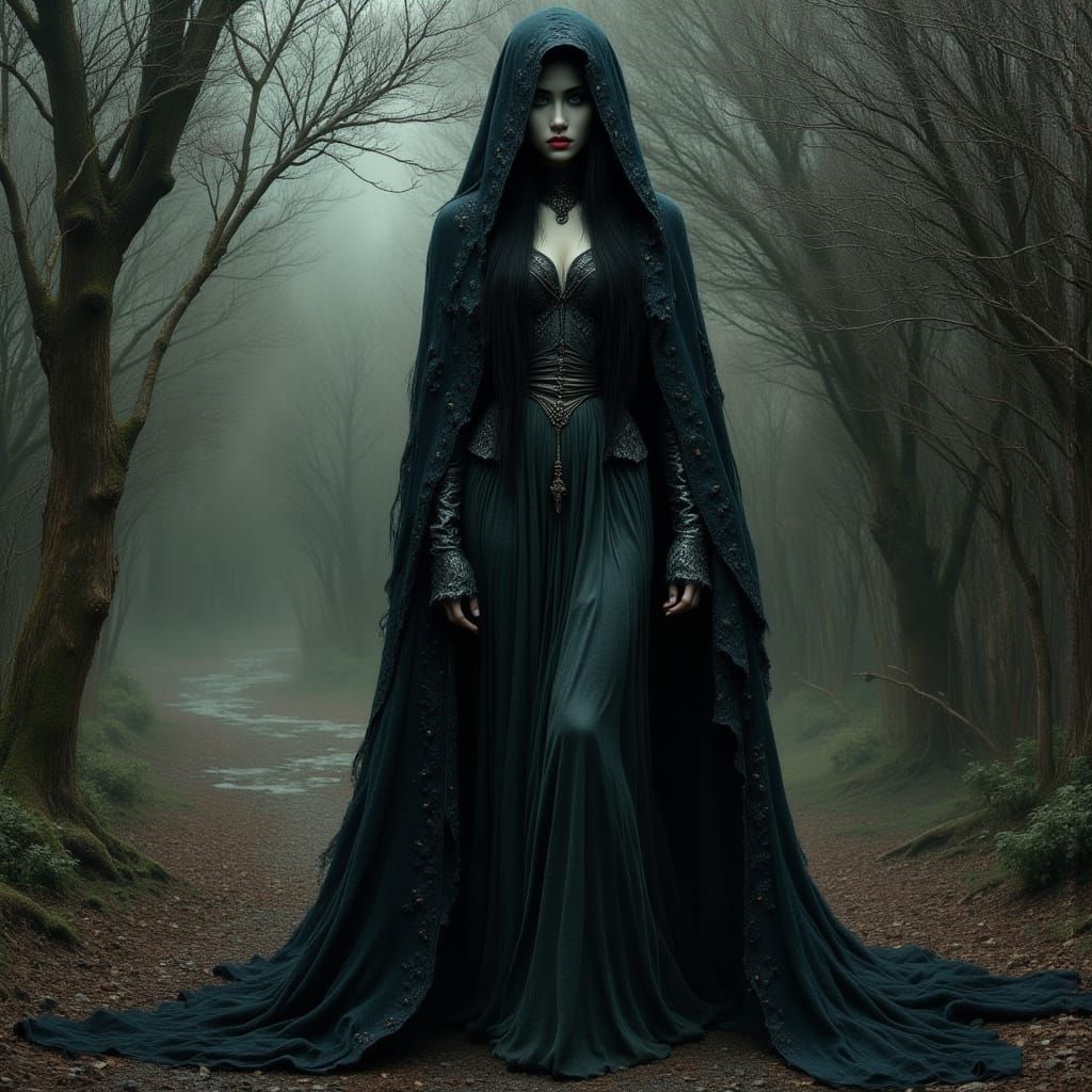 Ominous Woman in Moody Atmospheric Portrait
