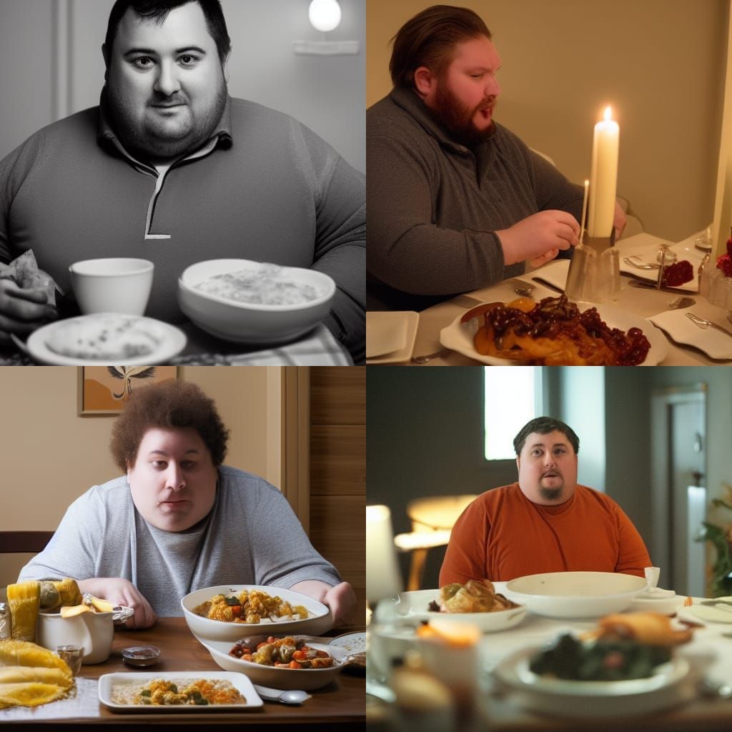 Lonely Man's Thanksgiving Dinner in Dim Apartment