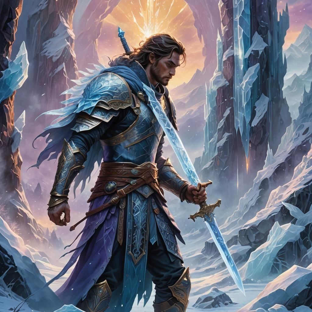 Ice Crystal Sword in Detailed Matte Painting