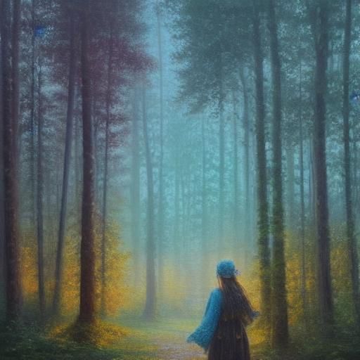 Ethereal Fantasy Forest with Serene Figure