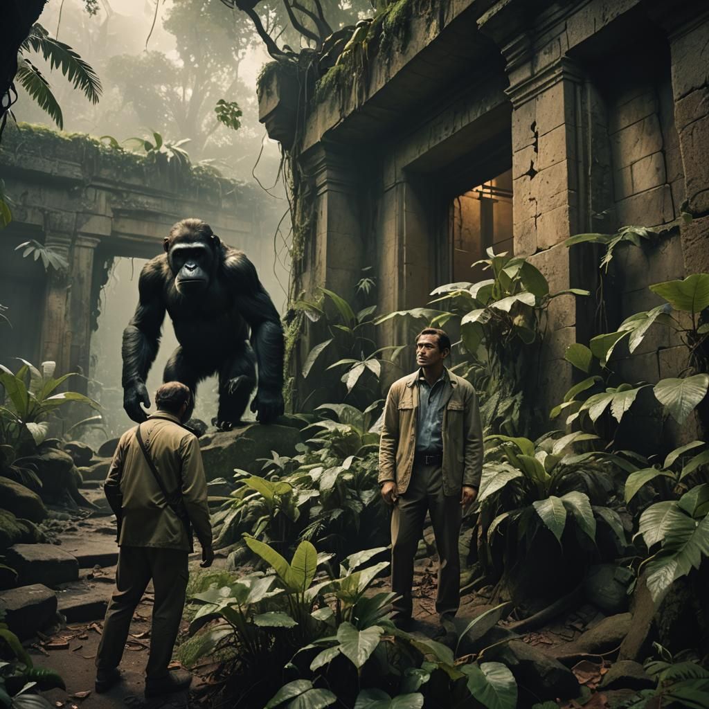 Jungle Ruins: Apes and Scientist in Film Noir Style