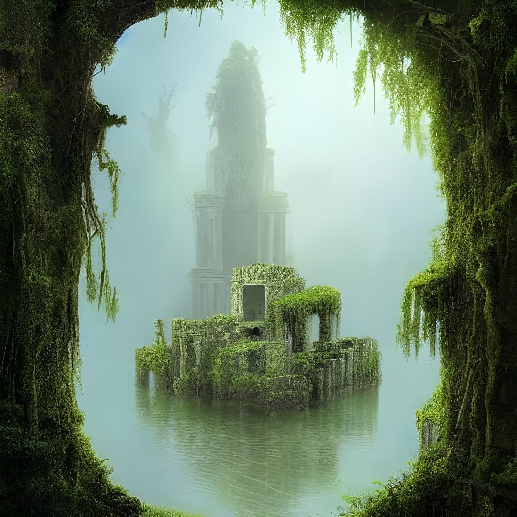 Fantasy Floating Ancient Ruins in the Clouds