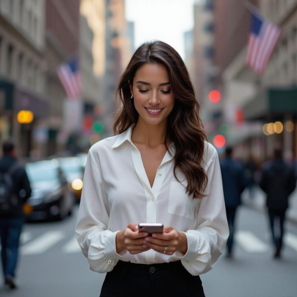 Woman Walking in Manhattan Captured as Cinematic Film Still