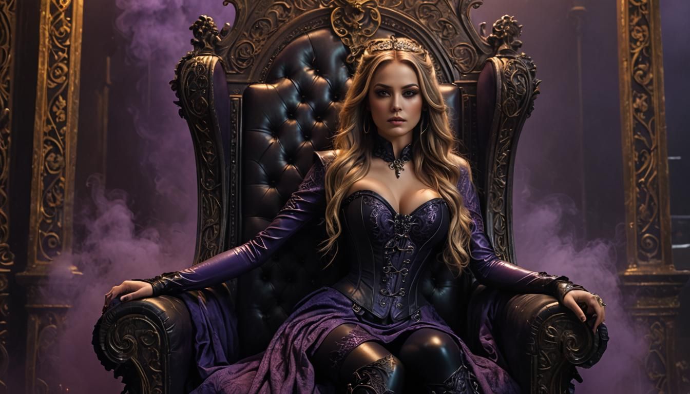 Fantasy Woman on Throne in Digital Painting Style