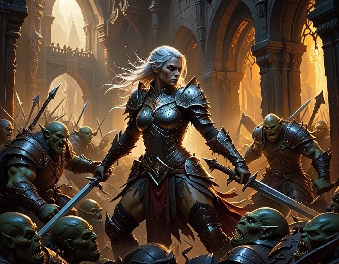 Heroic Fantasy Battle in Elven Palace